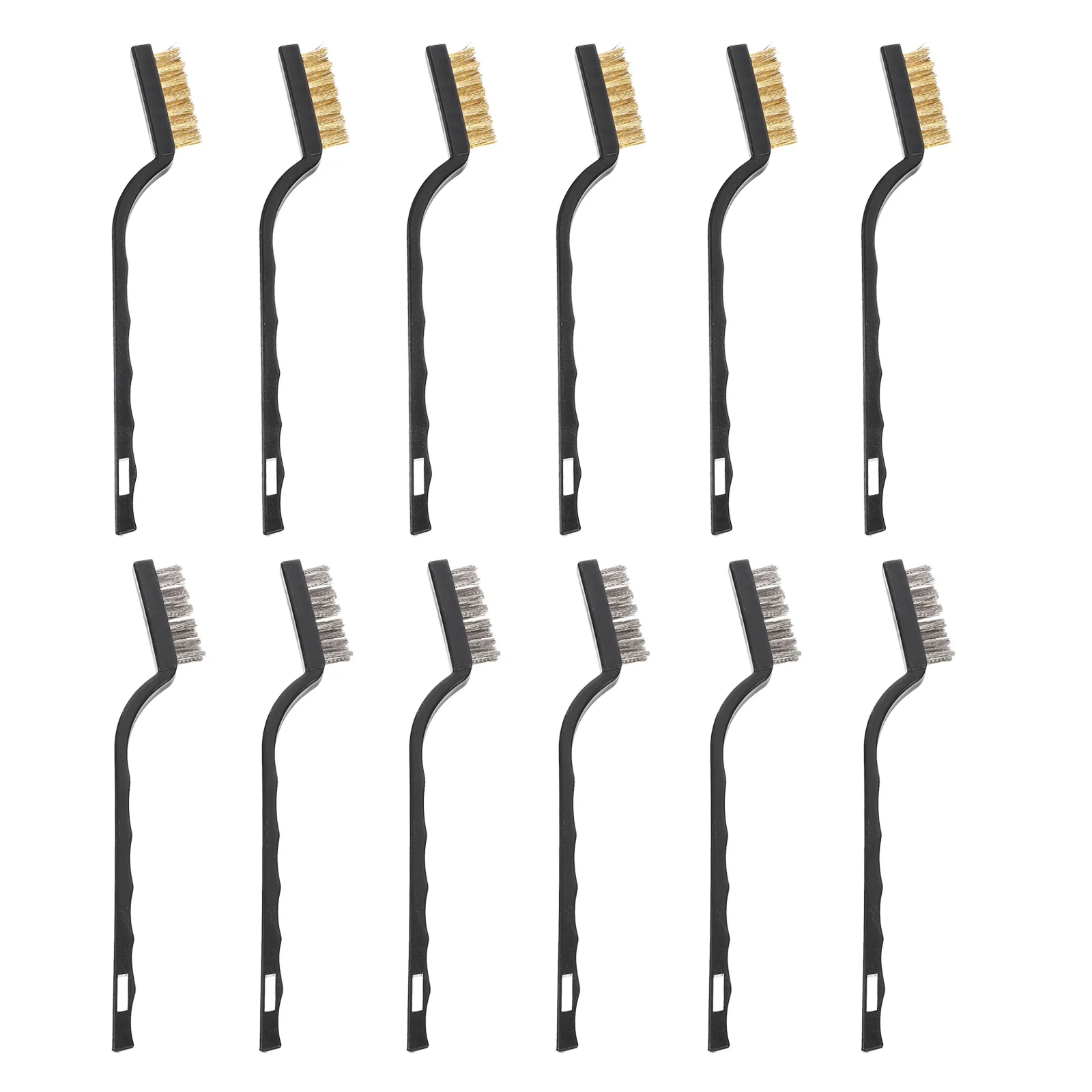 

12pcs Professional Mini Wire Brushes Scratch Brushes for Remove The Welding Slag