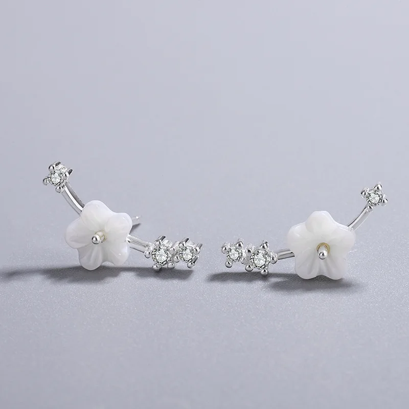 

Женские серьги-гвоздики из серебра 925 пробы с цветком вишни