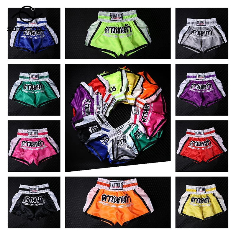 

Short Muay Thai Kick Boxing Uniform Kids Adult Embroidery Breathable Fight MMA Kickboxing Pants Men Women Teens Short Boxe Thai
