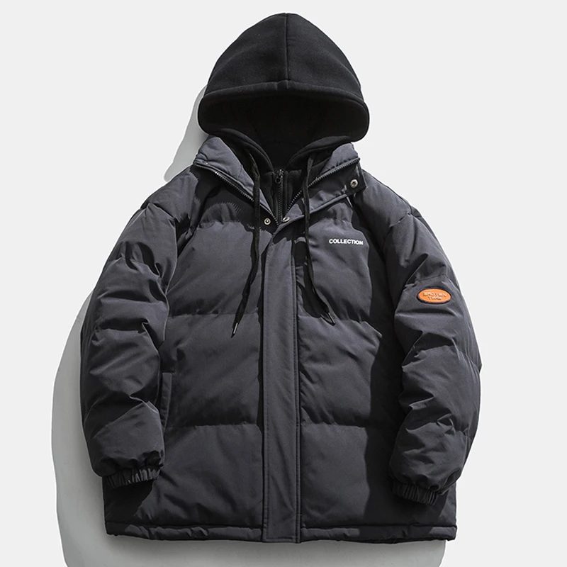 Legible 2022 Winter Jacket Men Casual Loose Thicken Warm Mens Parkas Solid Stand Collar Winter Coat Man