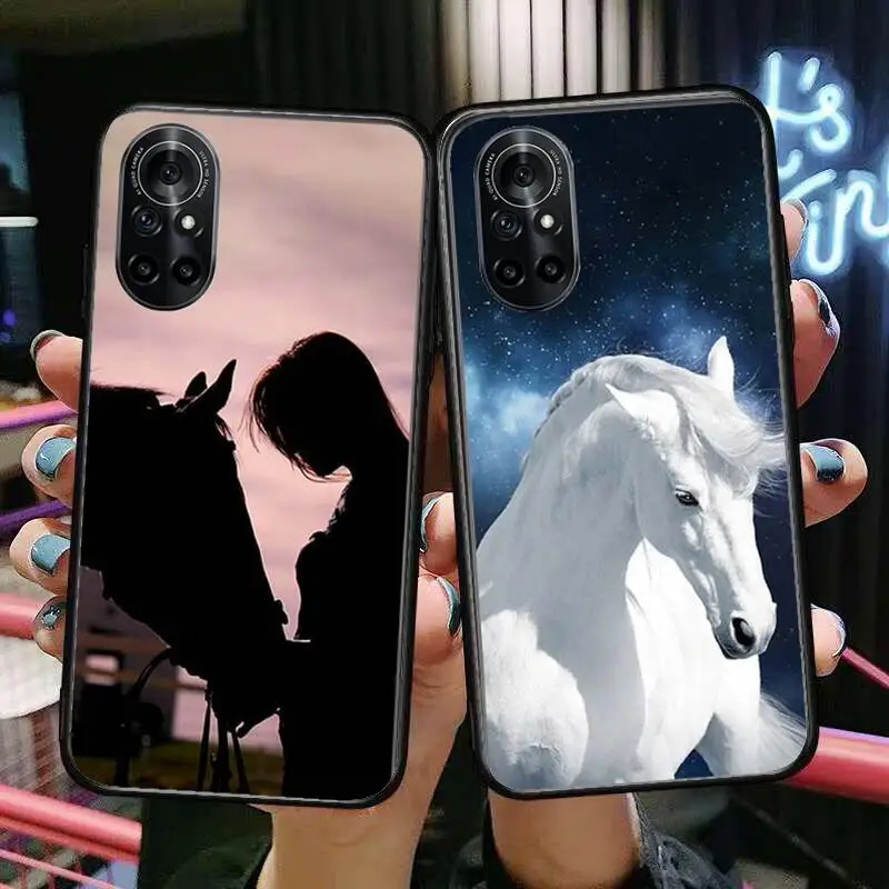 

Horse Galloping Horse Clear Phone Case For Huawei Honor 20 10 9 8A 7 5T X Pro Lite 5G Black Etui Coque Hoesjes Comic Fash desi