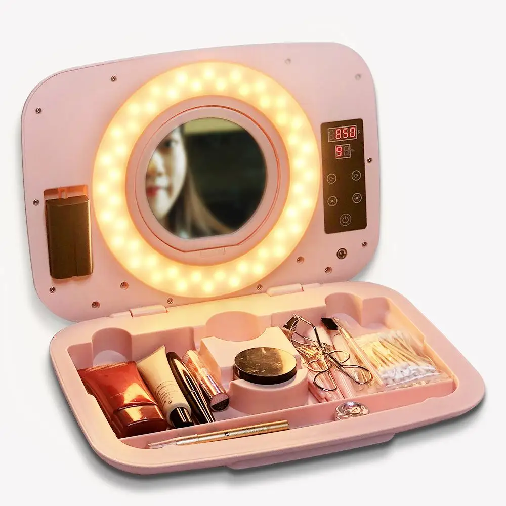 

Yidoblo AS-20 Makeup box storage case ring lamp Warm & Cold Bio-color Touch Sceen Lamp Soft light make up Portable hard box