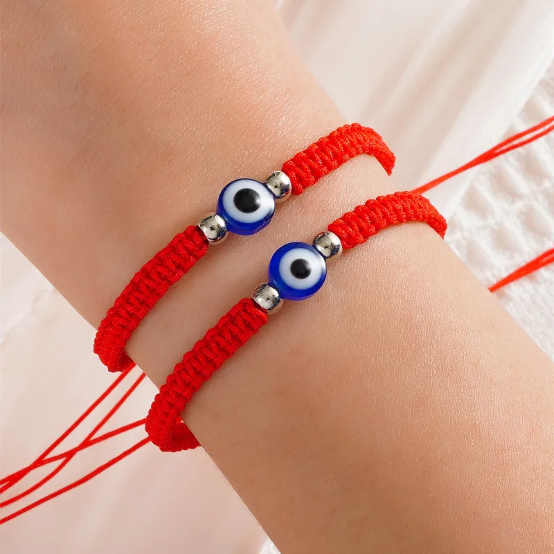 

TULX 2pcs Turkish Evil Eye Handmade Braided Rope Bracelet For Women Men Friendship Jewelry Charm Lucky Thread String Adjustable