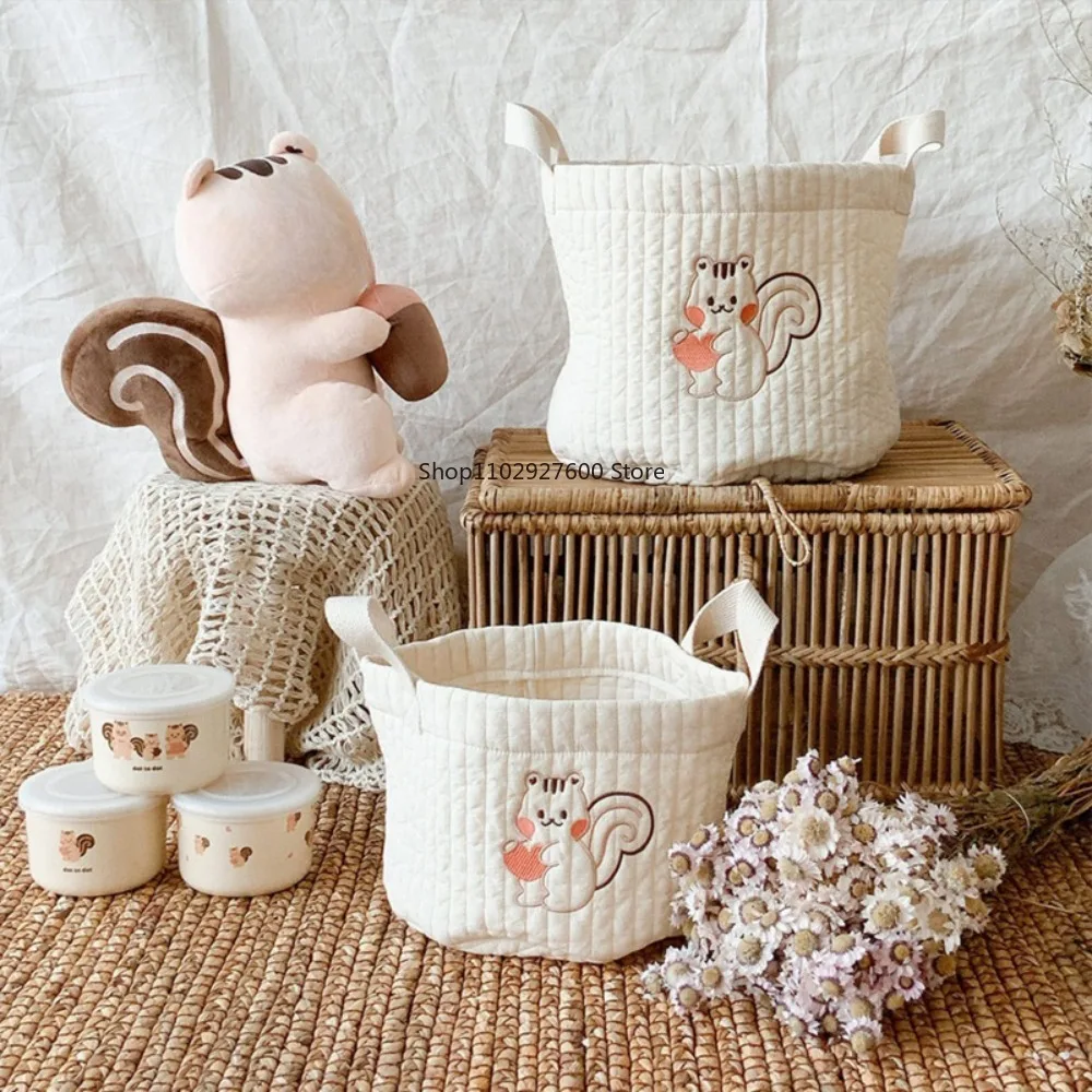 Бежевая хлопковая вышивка детские подгузники тканевая сумка для игрушек