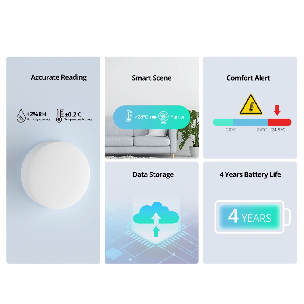 Фото SONOFF SNZB-02P Умный термометр с датчиком температуры и влажности ZigBee работает с голосовым управлением ZB Bridge Pro через Alexa Google №5