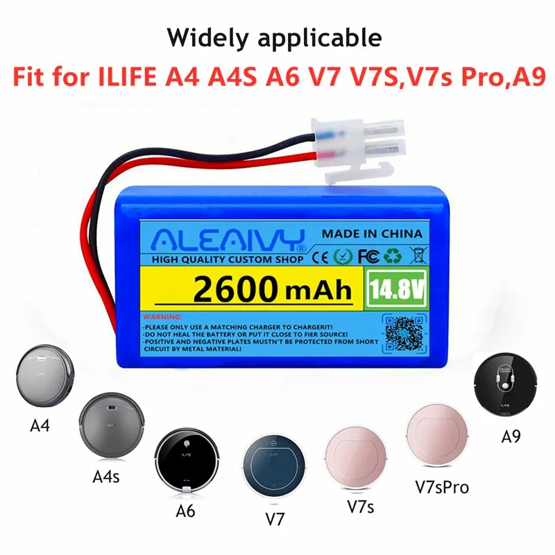 

14.8V 2600mah 18650 4S1P Lithium Battery Pack for A4s, A7, V7s Plus, V55 Pro, W400, A9s ,PX-B020 Robot Vacuum Cleaner Batteries