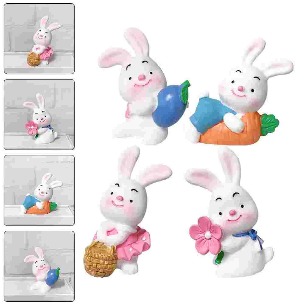 

Rabbit Bunny Figurine Resin Decoration Mini Figurines Miniature Car Year Landscape Gift Statues Tiny Desktop Decor Ornament Toys