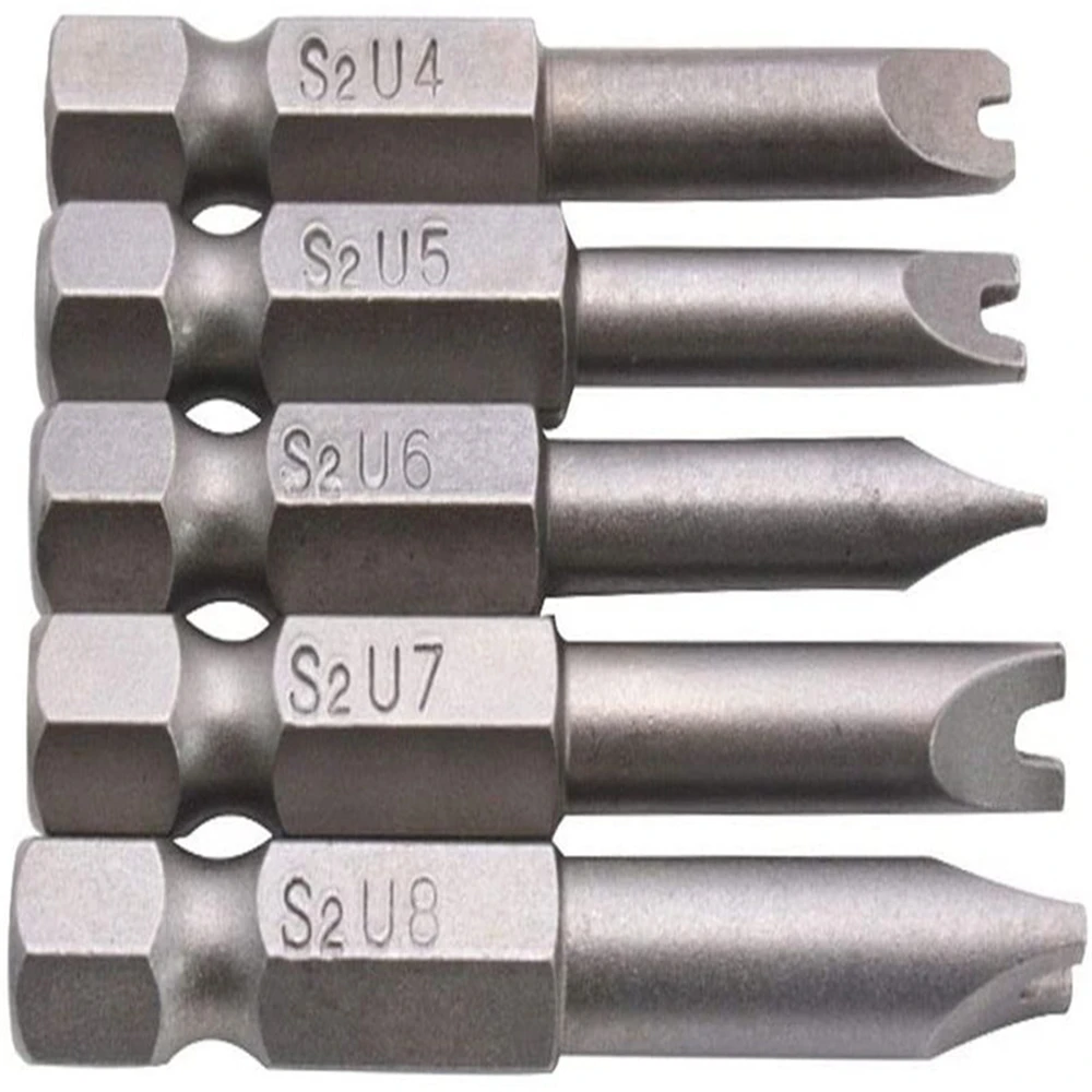 

5pcs 50mm Screwdriver Bits Security U Shaped Tip Electric Screwdriver Wrench Bits Replacement Magnetic S2 U4-U8 Hand Tools Set