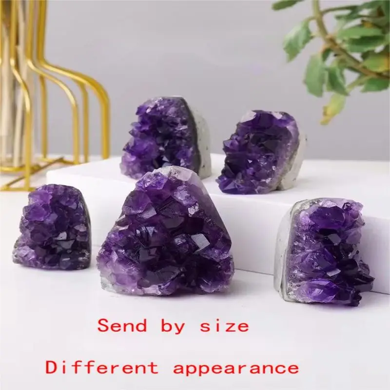 1Pcs Special Clearance Natural Brazil Amethyst Cluster Ornaments Geode Piece Raw Ore Specimen Degaussing Stone Treasure Pot