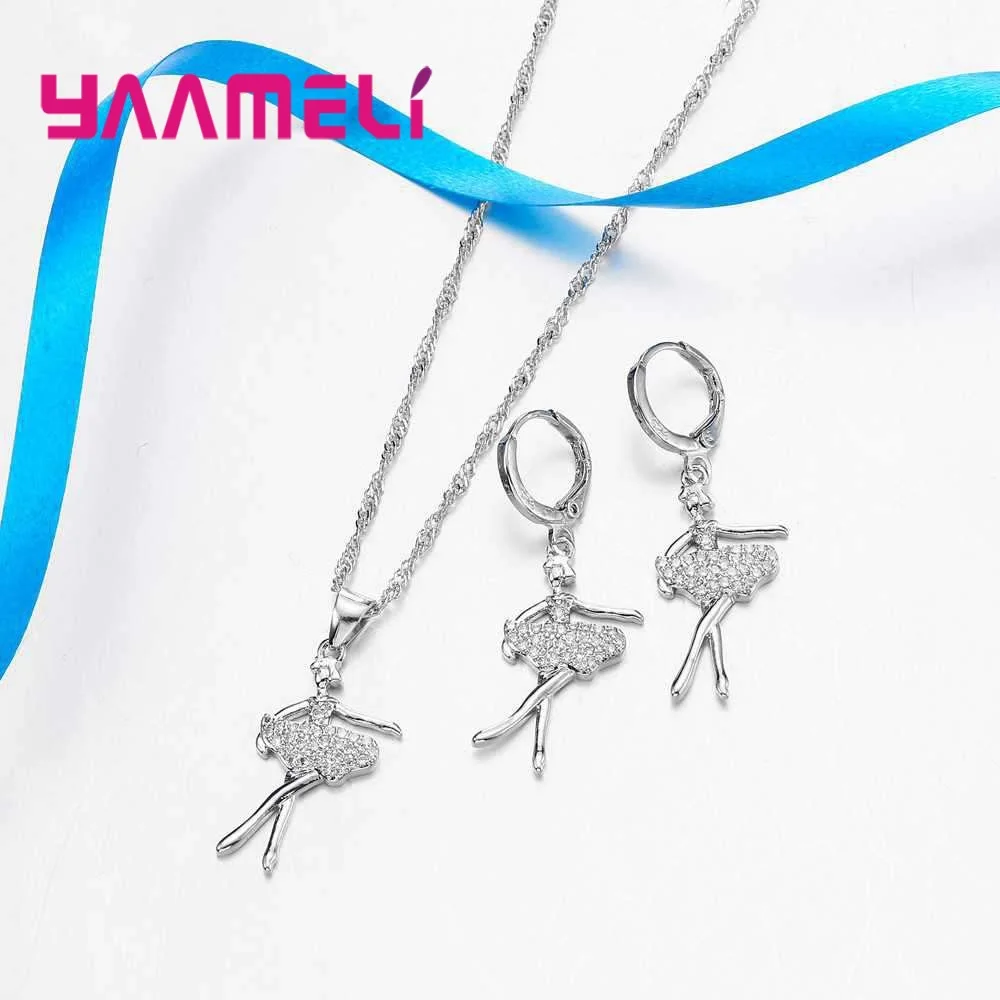 Женское колье с длинной цепочкой подвеска для балерины кристаллами подарочные