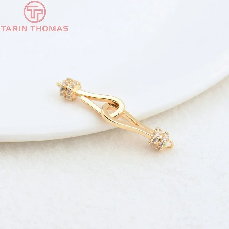 (3968) 15x6 мм 15 5x4 8 24-каратное золото латунь с цирконом подвески разъем для браслета