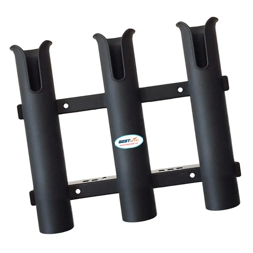 10' Fishing Rod Rack Boat 3 Holder Marine Plastic Black Tube Mount