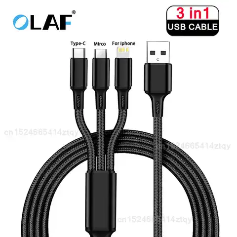 OLAF 3 в 1 Type C кабель для Samsung S20 Xiaomi Mi 9 USB C зарядный кабель для iPhone 12X11 Pro Max зарядное устройство Micro USB кабель
