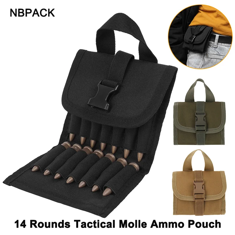 

14 Rounds Tactical Molle Ammo Pouch Foldable Ammo Carrier Bag Shotgun Bullet Shell Holder Rifle Cartridge Hunting Gun Accessory
