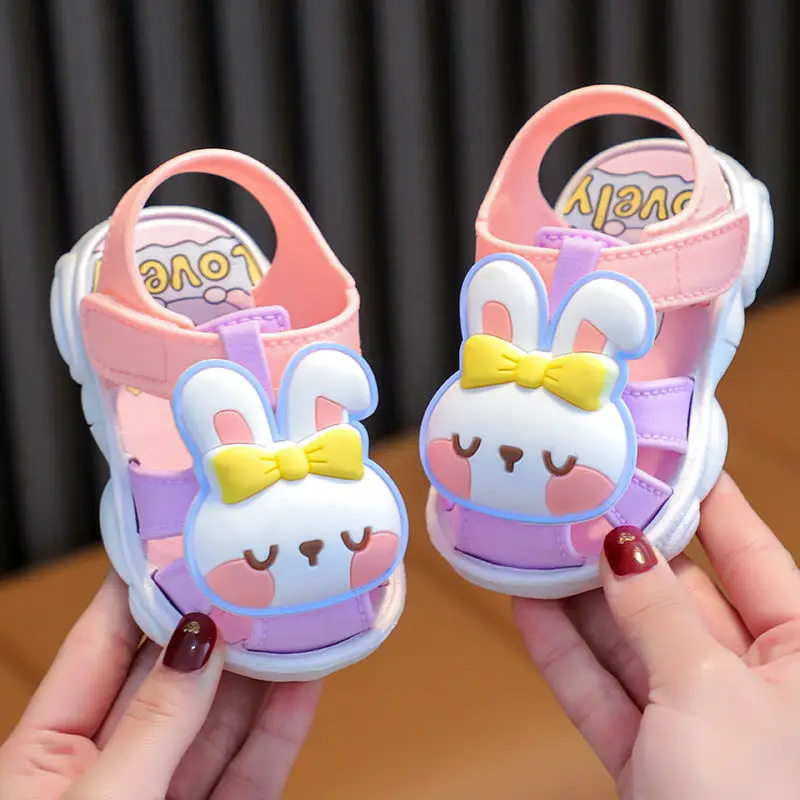 Baby New Summer Sandals Boys Girls Soft Sole Beach Sandals Cute Animals Slippers Children Anti-slip Prewalker Toddler Slides