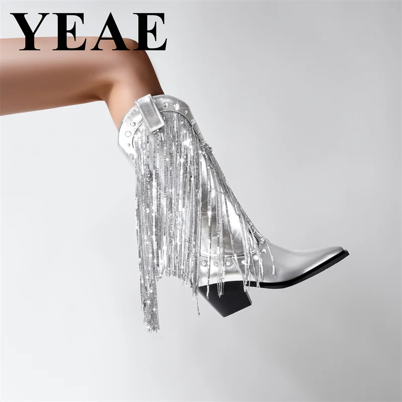 Модные женские Серебристые сапоги до колена с блестками повседневная обувь без