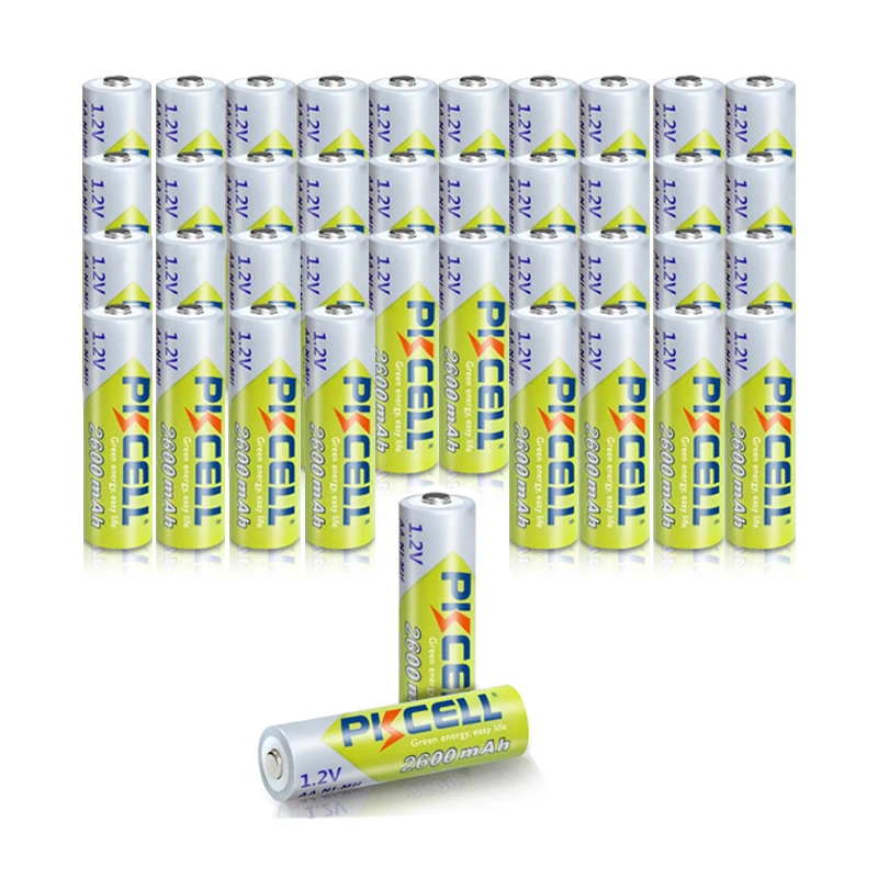

40PCS PKCELL AA 2600Mah 1.2V 2A Ni-Mh Rechargeable Batteries AA Bateria Baterias For Toy