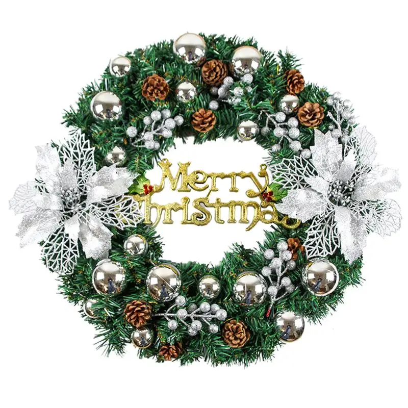 

1 шт. Рождественский искусственный венок, праздничная дверь, настенная гирлянда, украшение, Рождественский Декор