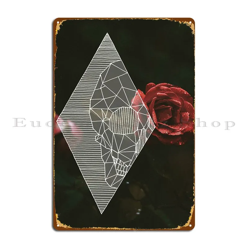 

Металлический плакат с черепом и цветком, забавное украшение, персонализированный дизайн, оловянный плакат