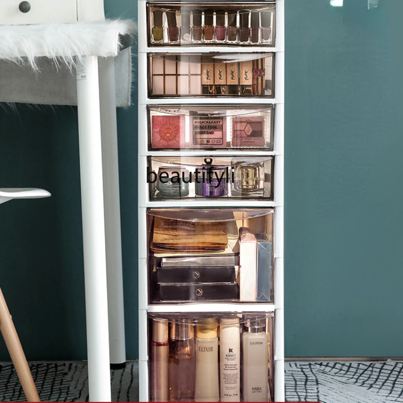 

CXH Storage Rack Drawer Type Mobile Skin Care Cabinet Floor Transparent Multi-Layer Storage Box Facial Mask