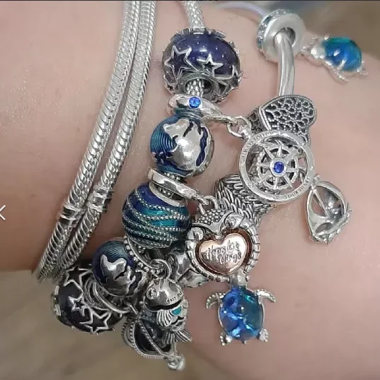 Pandora-Boussole tournante en argent regardé 925 pour femme, pendentif à breloque pendante, bracelet, bijoux de bricolage, exécutif