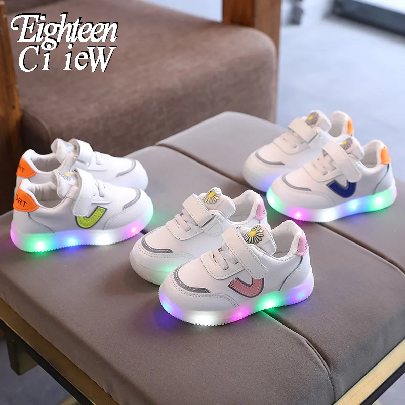 

Size 21-30 Children LED Light Shoes Boys Flat Sneakers for Girl Baby Glowing Lightweight Kids Shoes with Light-Up Sole Schoenen