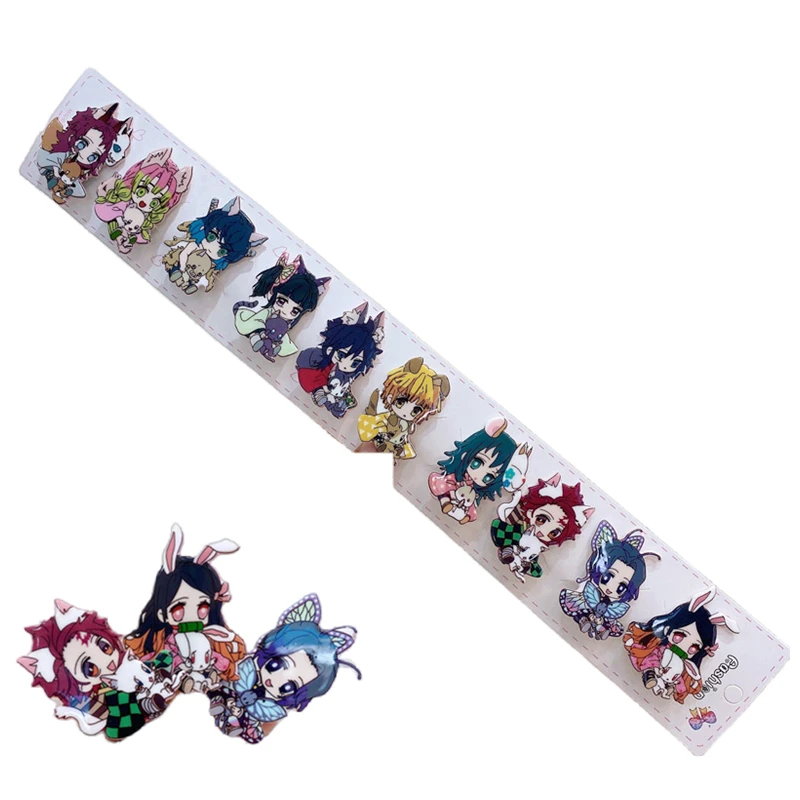 

Anime Demon Slayer Hair Clip Kawaii Kamado Tanjirou Kamado Nezuko Q Germination Clip Two-dimensional Acrylic Girl
