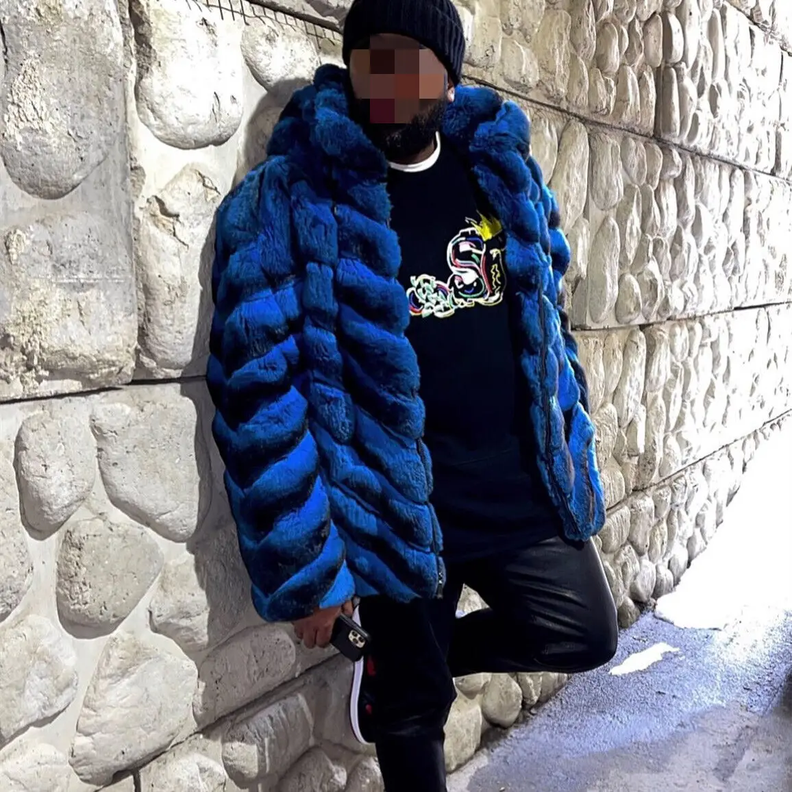 Мужское красное пальто из шиншиллы куртка с капюшоном натурального меха кролика