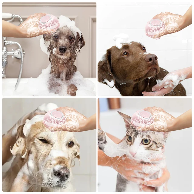 Soft Silicone Dog Brush Pet Shampoo Massager Bath Brush Bathroom Puppycat Washing Massage Dispenser Grooming Shower Brush 2