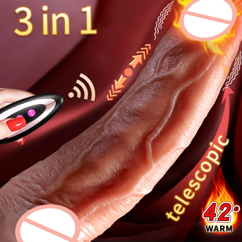 Реалистичный фаллоимитатор телескопические Вибраторы с подогревом Женский