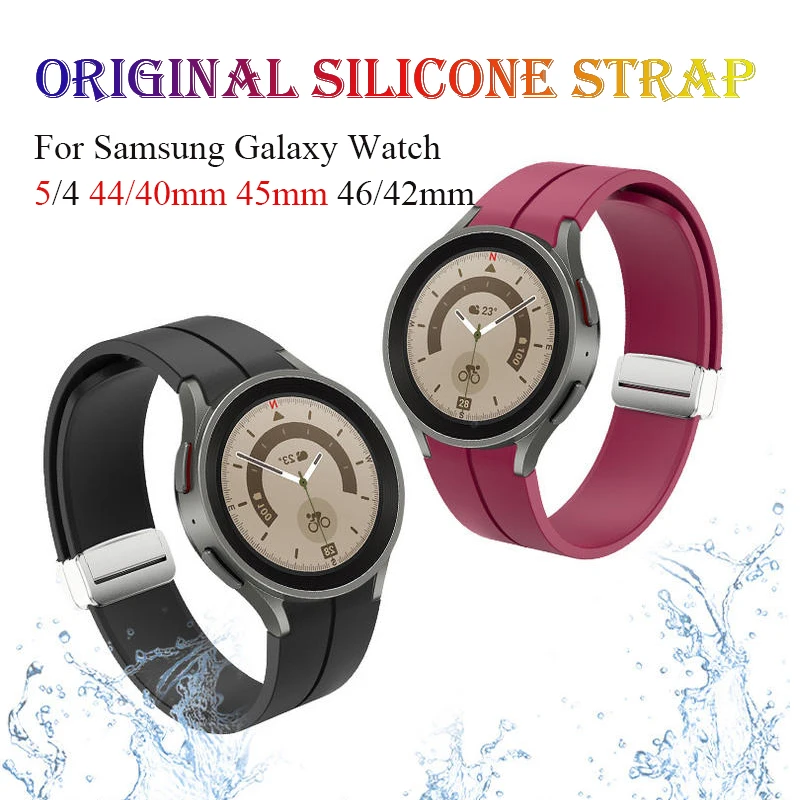 

Оригинальный силиконовый ремешок для samsung watch 5/4 44 мм 40 мм galaxy watch 5 pro 45 мм, ремешок с магнитной застежкой для часов 4 Classic 46 42 мм