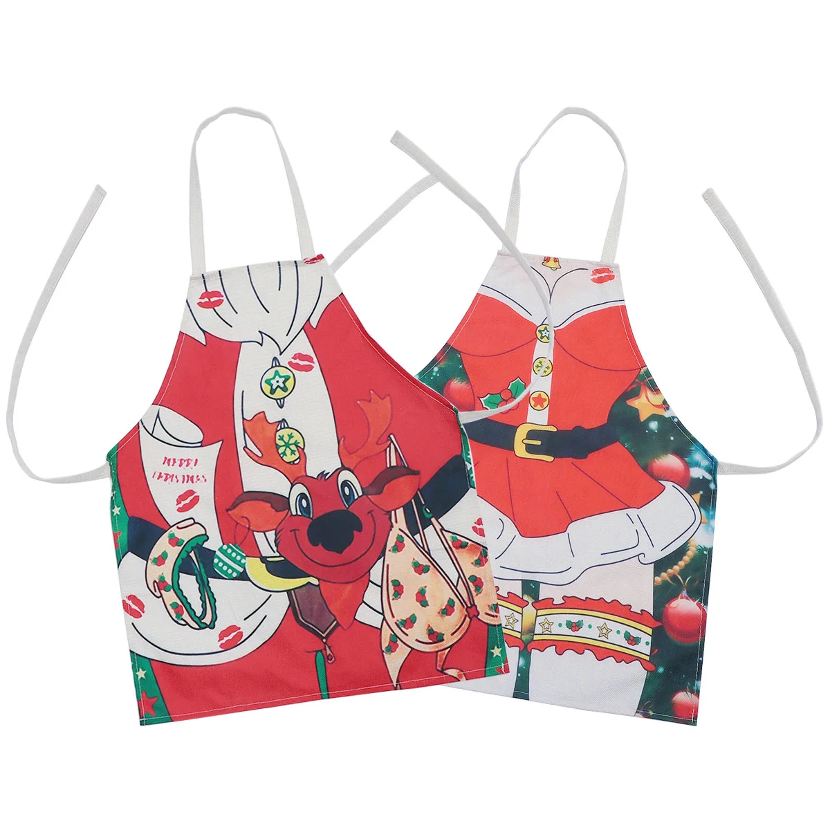 

Apron Party Christmas Kitchen Sleevelesspinaforedecor Chistmas Supplies Printing Washable Serving Cooking Aprons Faovrs