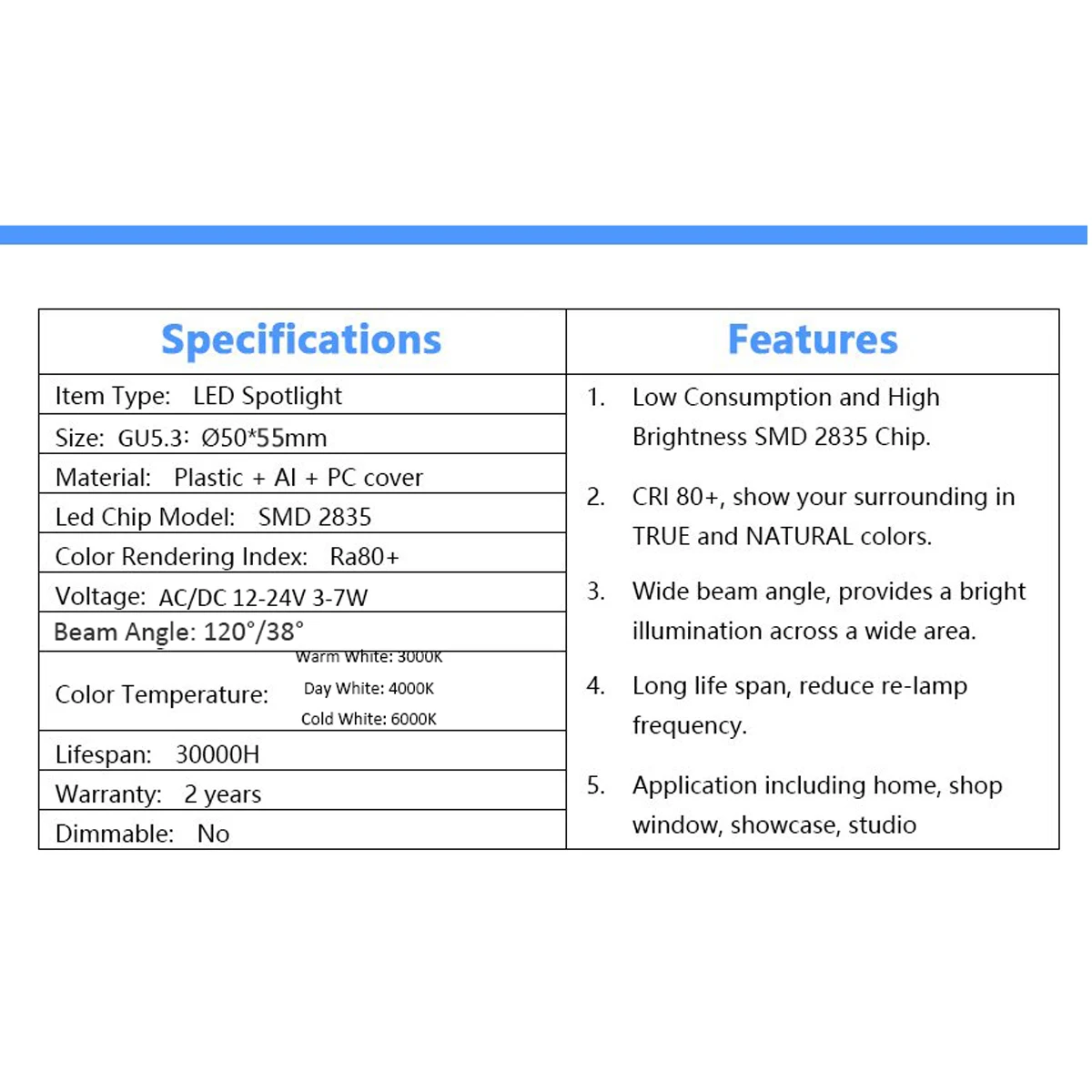 AC/DC12V-24V Spot Foco MR16 3 Вт-7 Вт GU 5 теплый белый день