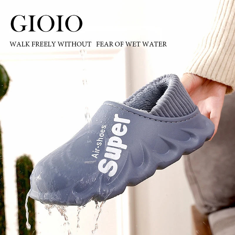 2023 New Winter Slippers Warm Men Shoes Waterproof Women Couples Non-Slip Plush Cotton Indoor Outdoor Kids Home Autumn Children