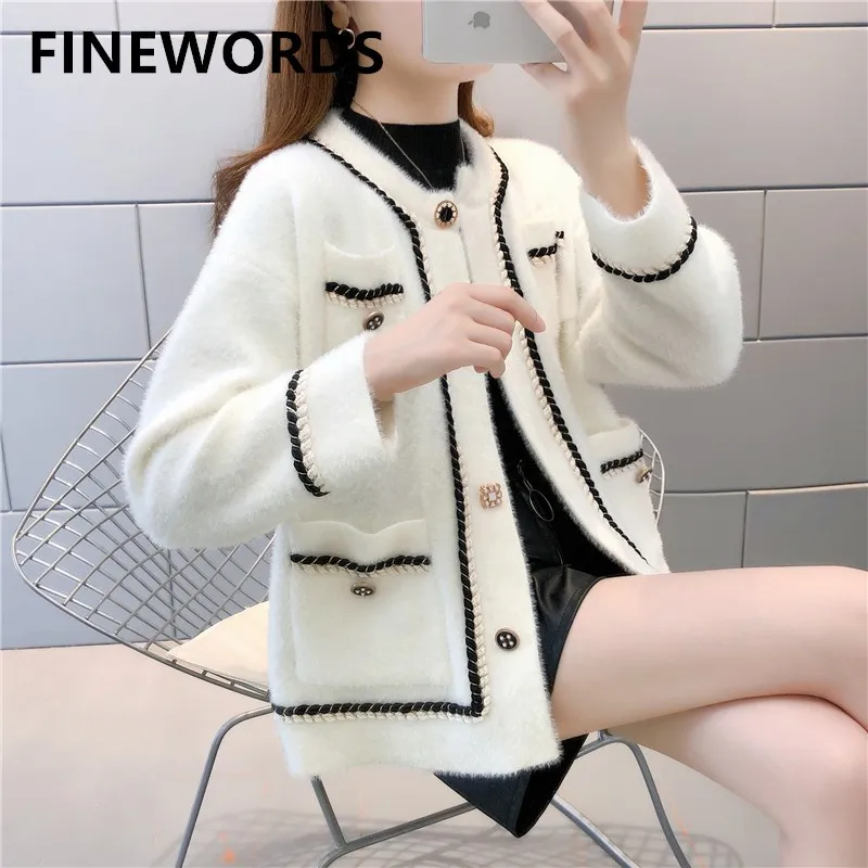 Зимняя элегантная подиумная Водонепроницаемая норковая Женская куртка FINEWORDS