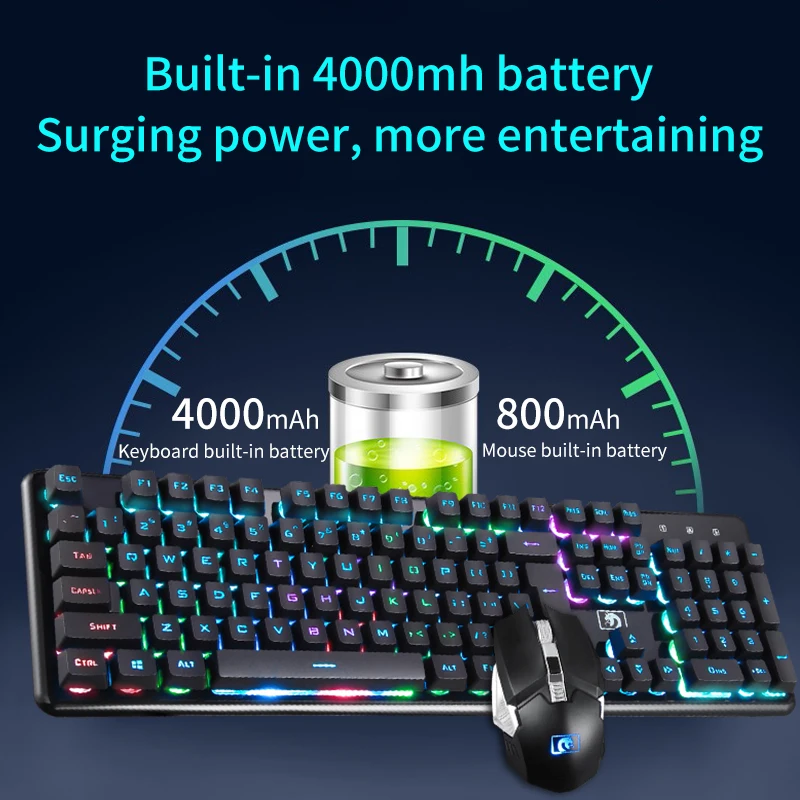 

K620 Wireless Keyboard Charging Luminous 2.4G USB Gaming Keyboard and Mouse Combos Set E-sports Punk Keycap for Laptop Smart TV