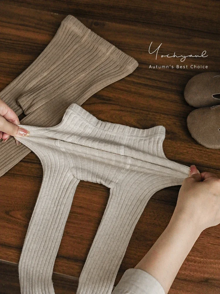 Кружевные леггинсы для девочек Осенние милые теплые Изящные Тканые Полосатые