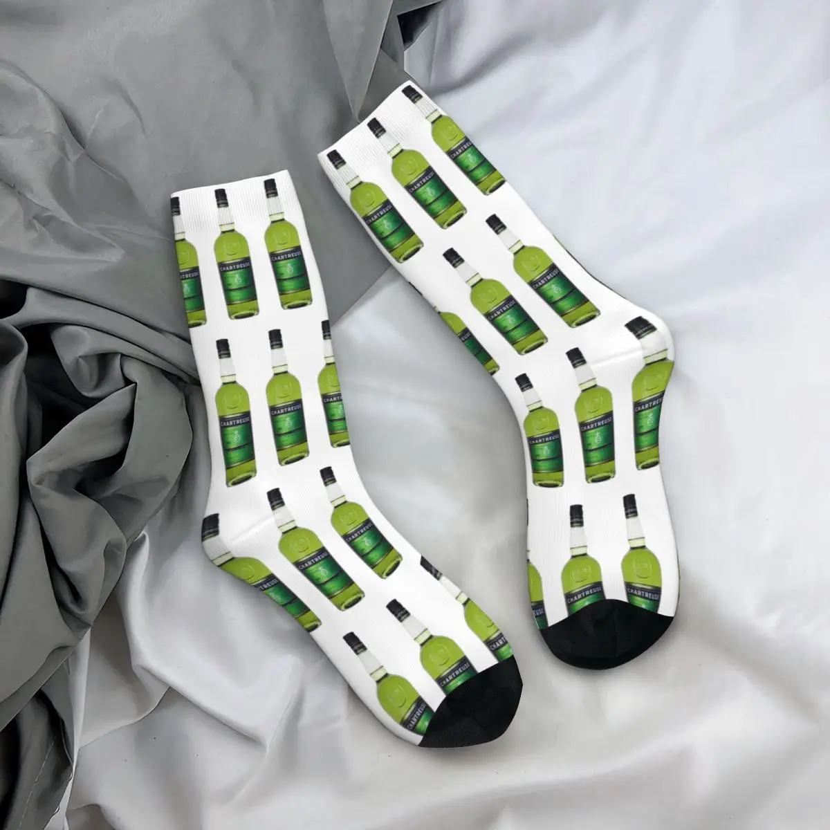 Зеленые носки Chartreuse осенние чулки с рисунком маслом в бутылке повседневные