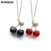 new style punk red black cherry pendant metal clavicle chain choker necklace for women girls birthday party jewellery