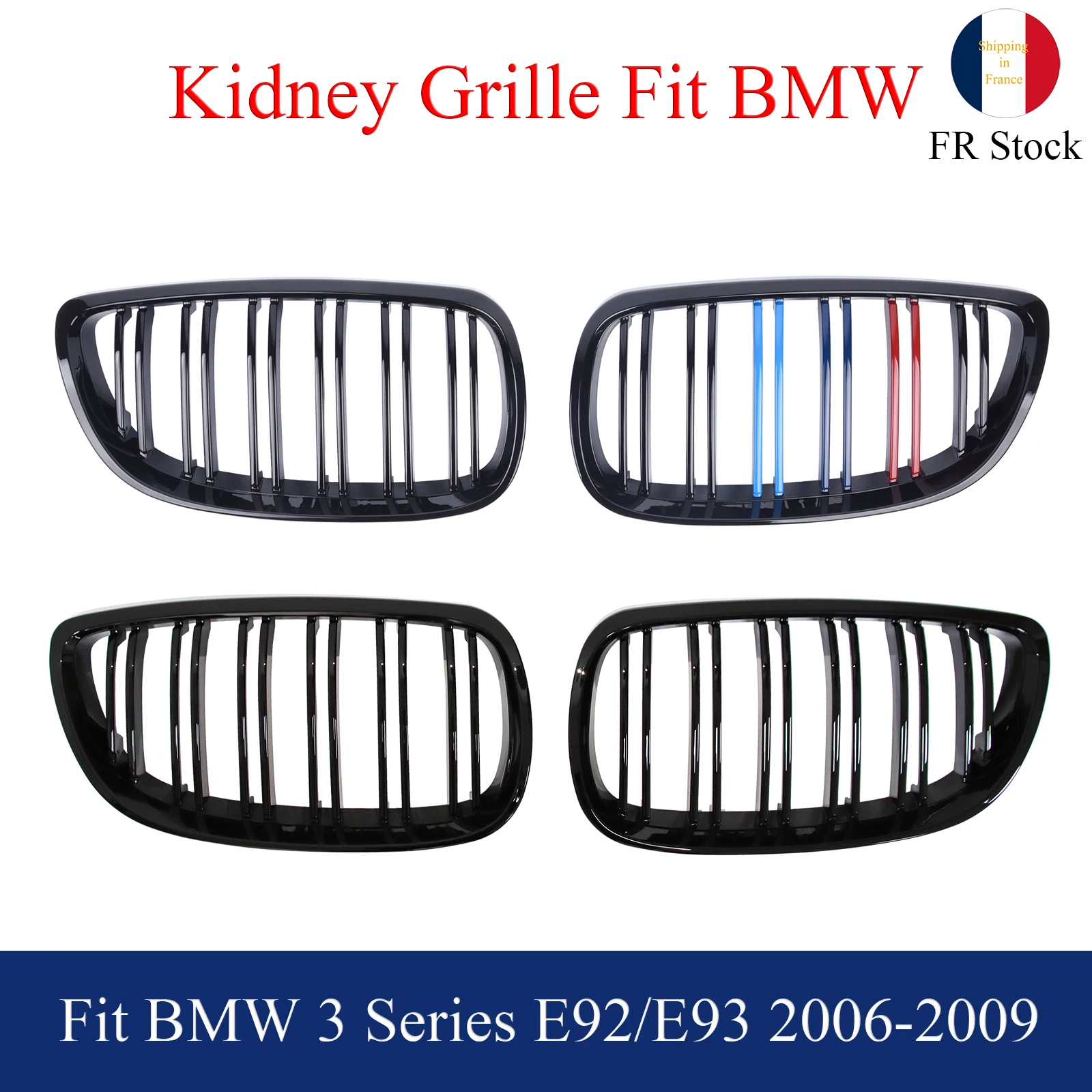 

Front Kidney Grill Gloss Black M Color Fit BMW 3 Series E92 E93 M3 2007 - 2010 325xi 320i 325i 325i 328i 330i 335i xDrive