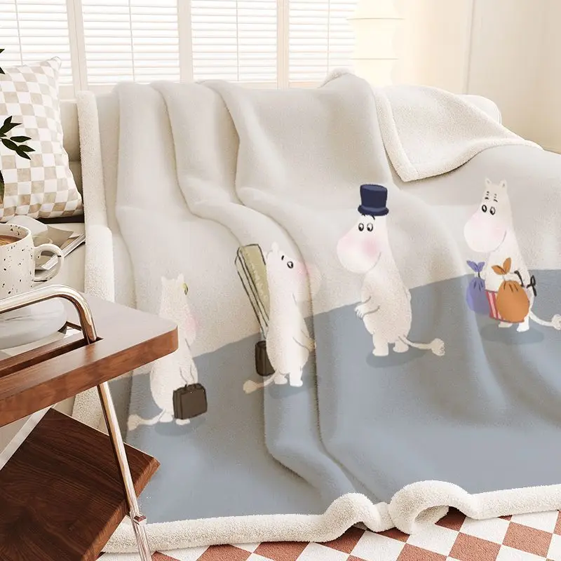 Фото Плотное теплое одеяло Moomin: мягкий плед для офиса, дневного сна, осени и зимы, утолщенное одеяло для повседневного использования №4