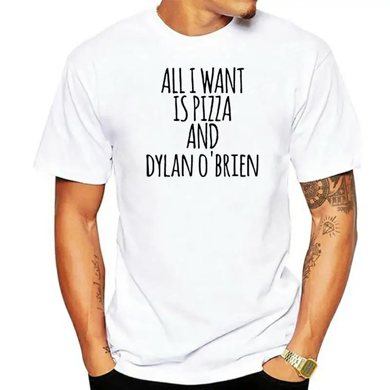 

all i want is Pizza and Dylan Obrien t shirt 100% cotton Black White UNISEX 100% cotton tee shirt tops wholesale tee