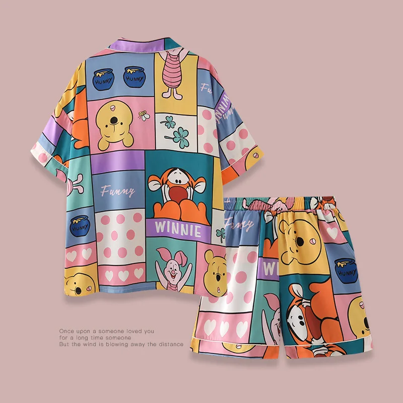 Womens Pijama Set Summer Short Sleeve Kawaii Nightsuit Cute Cartoon Sleepwear Anime Home Clothes Harajuku Cozy Girls Leisure