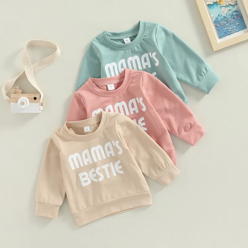 

Свитшот для маленьких девочек с буквенным принтом, весна-осень 2022, Одежда для новорожденных, Классическая свободная повседневная одежда с к...