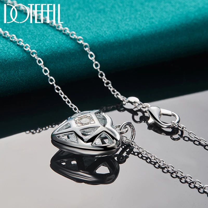 Ожерелье DOTEFFIL из стерлингового серебра 925 пробы с кулоном в виде сердца циркония