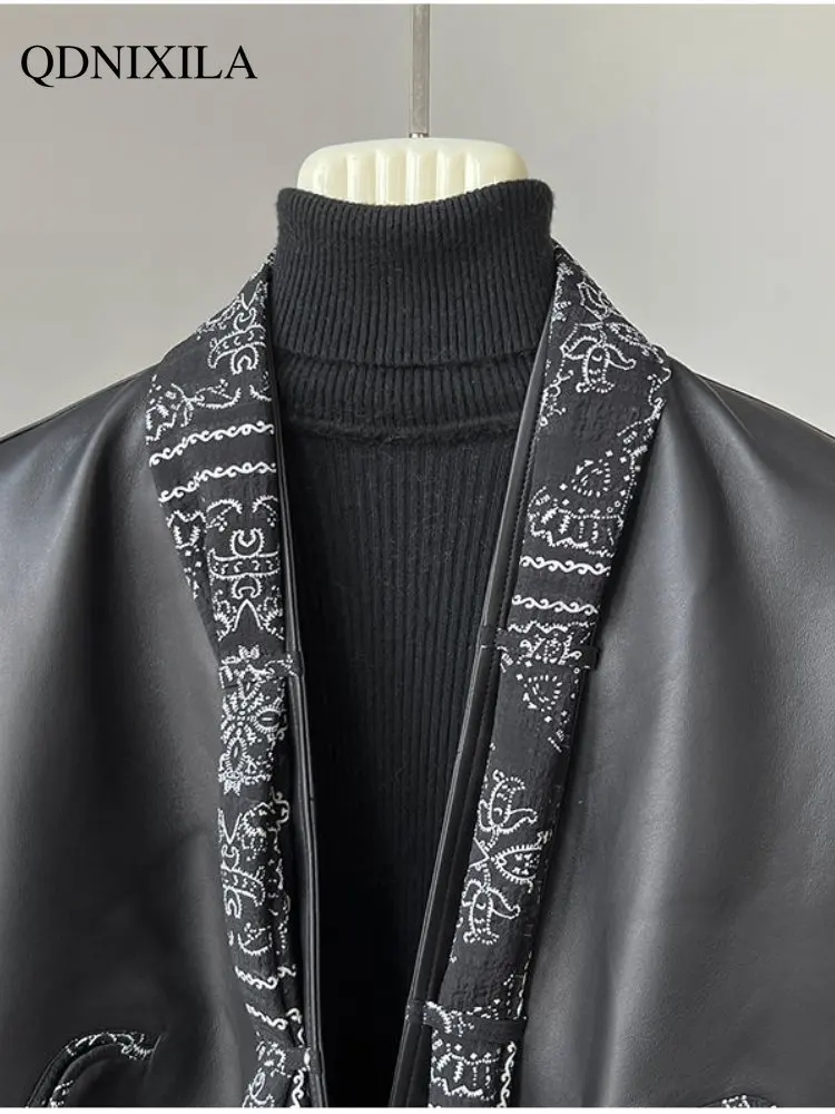 Women's Leather Jacket 2023 Women's Spring Jacket New Outerwear Short Casual Black Imitation Sheepskin Jackets Women's Coats