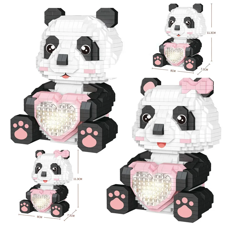 

City Creativity Cute Cartoon Panda Desktop Decoration Micro Building Blocks Bricks Toys Christmas Gifts