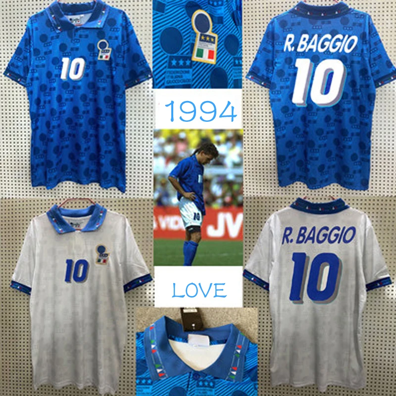 

Italian 1994 Men's T-shirt Lapel Top Retro Baggio Football Jersey T-shirt