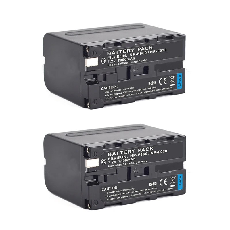 

2pcs NP-F970 NP-F960 Camera Battery 7800mAh NP F970 NP F960 Digital Batteries For Sony PLM-100 CCD-TRV35 MVC-FD91 MC1500C L10