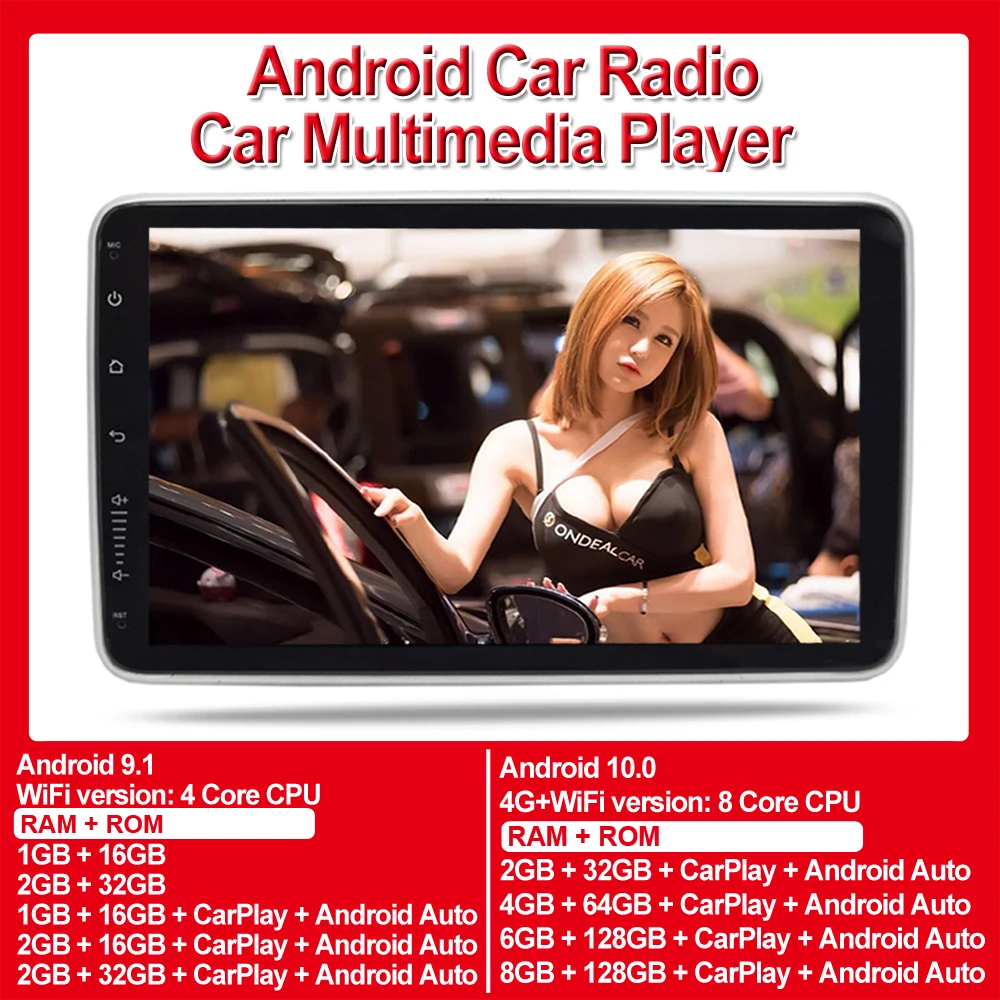 Универсальный Автомобильный мультимедийный видеоплеер 2DIN Android 10 1 дюймов стерео
